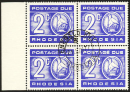 Rhodesia Postage Due 1970 2c Printed On Gummed Side Block U - Autres & Non Classés