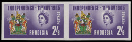 Rhodesia 1965 Independence 2/6 Imperforate Pair UM - Otros & Sin Clasificación
