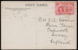 Rhodesia 1916 1d Double Head Second Day Of Use Postcard - Otros & Sin Clasificación