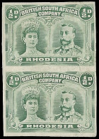 Rhodesia 1910 ½d Imperforate Pair, Double Head Showpiece - Other & Unclassified