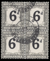 South Africa Postage Due 1927 6d Black & Greenish Grey Block - Non Classés