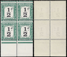 South Africa Postage Due 1927 ½d Misperf Block - Non Classés