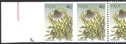 South Africa 1977 4c Protea 3 Sides Imperf, Imperf Between Pair - Sin Clasificación