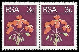 South Africa 1974 3c Geranium Maroon Colour Omitted Pair - Unclassified