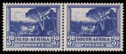 South Africa 1954 3d Deep Intense (Blackish) Blue Pair, Cert - Zonder Classificatie