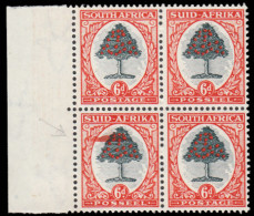 South Africa 1950 6d Extra Ink Splash Variety Block With Cert - Unclassified