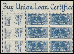 South Africa 1942 Bantam 3d Paper Join, Double Paper Print - Unclassified