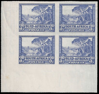 South Africa 1940 3d Umbrella Tree Imperf Corner Block - Unclassified