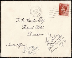 South Africa 1937 Empire Service First Flight Southbound, Signed - Luchtpost