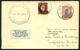 South Africa 1937 Clouston & Kirby Green Flight Cover - Airmail