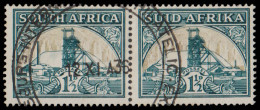 South Africa 1936 1½d Gold Mine Shading Omitted VF/U Pair - Unclassified