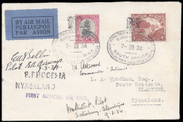 South Africa 1934 Royal Tour Triple Pilot Signed Cover - Non Classés