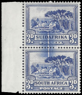 South Africa 1933 3d Intense Doctor Blade Flaw Pair - Unclassified