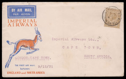 South Africa 1931 Imperial Airways Special Xmas Flight, 75 Flown - Aéreo