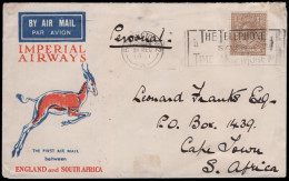 South Africa 1931 Imperial Airways Xmas Flight London - Cape - Airmail