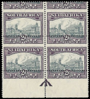South Africa 1930 2d Spectacular Misperforated Arrow Block - Unclassified
