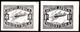 South Africa 1929 Airmails 4d & 1/- Plate Proofs Imperf In Black - Unclassified