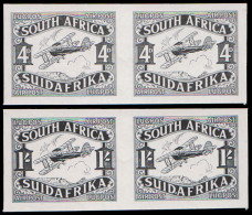 SOUTH AFRICA 1929 AIRMAILS 4D & 1/- PLATE PROOF PAIRS IN BLACK - Non Classés