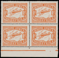 South Africa 1929 Airmails 1/- "Break In Bottom Frame" Block - Unclassified