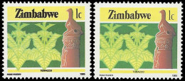 Zimbabwe 1985 1c Tobacco Black Printing Doubled - Zimbabwe (1980-...)