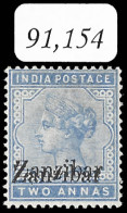 Zanzibar 1895 QV 2a Small Second Z & Overprint Double With Cert - Zanzibar (...-1963)