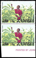 Zambia 1979 Tobacco 18N Grossly Misperforated Pair - Zambia (1965-...)