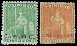 Trinidad 1863-72 6d & 1/- De La Rue File Specimens - Trinidad & Tobago (...-1961)