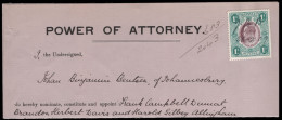 Transvaal Revenues 1909 Power Of Attorney - Transvaal (1870-1909)