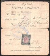 Transvaal Revenues 1905 Blasting Certificate - Transvaal (1870-1909)
