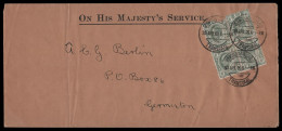 Transvaal 1909 CSAR Perfins On OHMS Railway Letter, Rare - Transvaal (1870-1909)