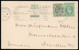 Transvaal 1910 Reply Card Ovpt Due To Stationery Shortage - Transvaal (1870-1909)