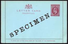 Transvaal 1902 KEVII 1d Lettercard Specimen - Transvaal (1870-1909)