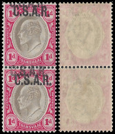 Transvaal 1902 CSAR 1d Pair Double Overprints With Cert - Transvaal (1870-1909)