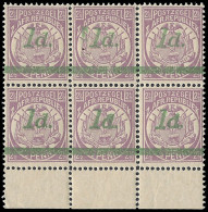 Transvaal 1895 1d On 2Â½d Surcharge Double Variety Block - Transvaal (1870-1909)