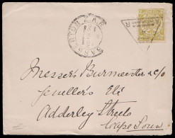 Transvaal 1890 Coded Triangle 4 Of Barberton On Letter - Transvaal (1870-1909)