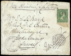 Transvaal 1880 QV 1/- Franking "via Kimberley & Cape Town" - Transvaal (1870-1909)