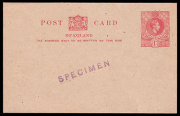 Swaziland 1943 KGVI 1d Card Handstamped Specimen - Swaziland (...-1967)