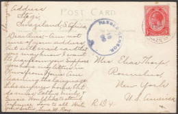 Swaziland 1917 Scarce Use SA 1d On Postcard From Stegi - Swasiland (...-1967)