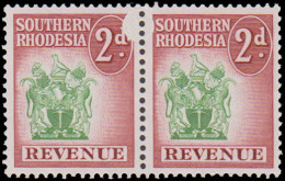 Southern Rhodesia Revenues 1952 2d Arms Confetti Flaw - Altri & Non Classificati