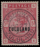 Zululand 1892 QV 5/- Rose Superb Used - Zululand (1888-1902)