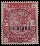 Zululand 1892 QV 5/- Rose Superb Used - Zoulouland (1888-1902)