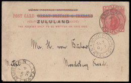 Zululand 1895 QV 1d Postcard From Eshowe - Zululand (1888-1902)