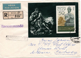 74874 - Russland / UdSSR - 1968 - 50K Rustaweli Block EF A R-LpBf RIGA -> MELBOURNE (Australien) - Storia Postale