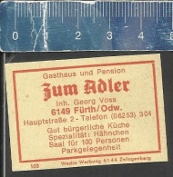 ZUM  ADLER - FÜRTH / ODW -  ALTES DEUTSCHES STREICHHOLZ ETIKETT - OLD MATCHBOX LABEL GERMANY - Boites D'allumettes - Etiquettes