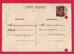 !!! ENTIER POSTAL IRIS À 80CTS UTILISÉ À BOUAKE, CÔTE D'IVOIRE EN JANVIER 1942, TROUS D'ARCHIVES, RARE - Covers & Documents