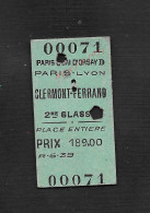 CHEMIN DE FER TICKET DE TRANSPORT 2eme CLASSE PARIS QUAI D ORSAY D PARIS LYON À CLERMONT FERRAND : - Europa