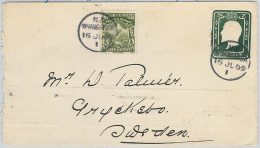 51955 - NEW ZEALAND - Postal History - Stationery Cover + Added Stamp To SWEDEN 1909 - Postwaardestukken