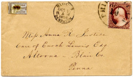 ETATS UNIS - BLOOD'S PENNY POST + 3C SUR LETTRE DE PHILADELPHIE POUR ALTOONA - Briefe U. Dokumente