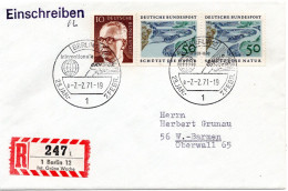 74882 - Bund - 1971 - 2@50Pfg Naturschutz MiF A R-Bf BERLIN - ... GRUENE WOCHE -> Wuppertal, M So-R-Zettel - Cartas & Documentos