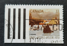 Canada 1989  USED  Sc1259,  Edges 3 X 33c Christmas 1989, Winter Landscapes - Usati